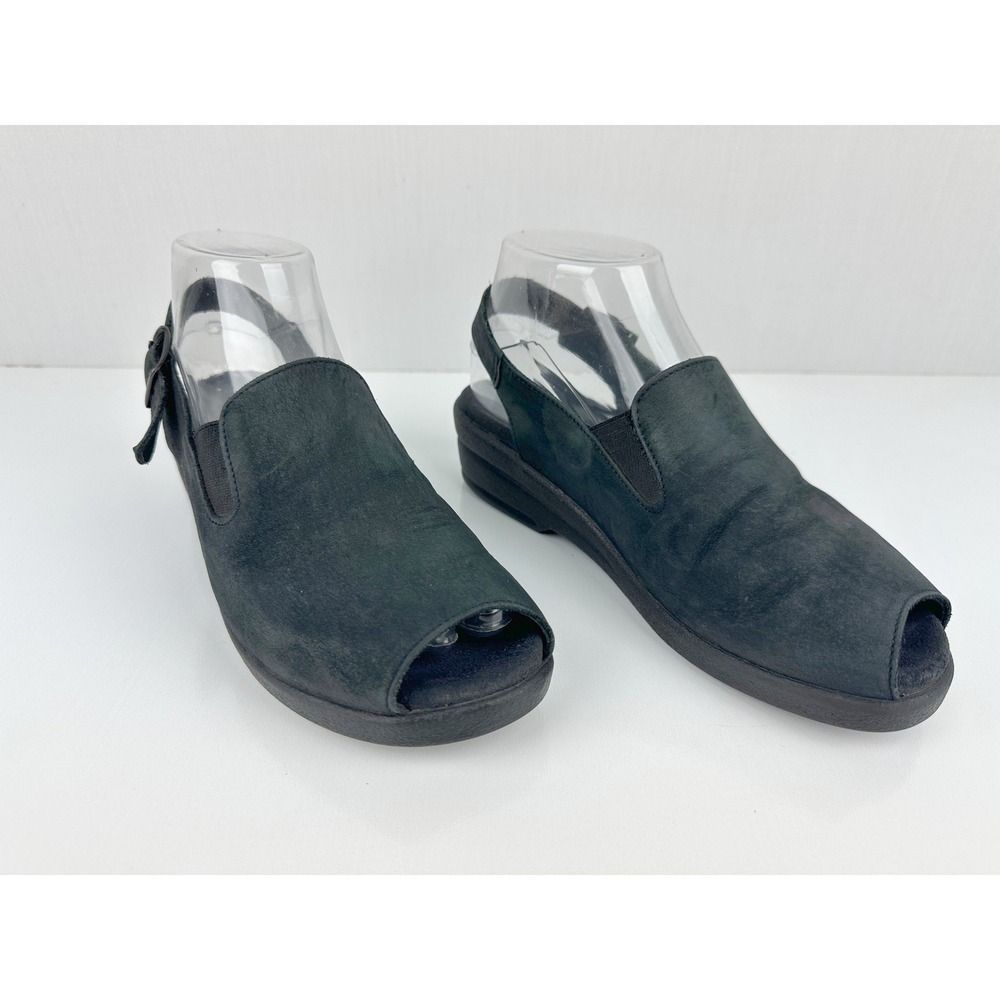 Mephisto Black Leather Peep Toe Slingback Comfort Sandals 349260703 Size US 6.5